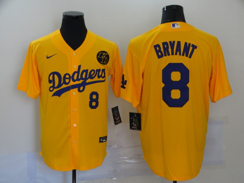 Men's Los Angeles Dodgers #8 Kobe Bryant Orange 2020 KB Patch Cool Base Stitched Jersey